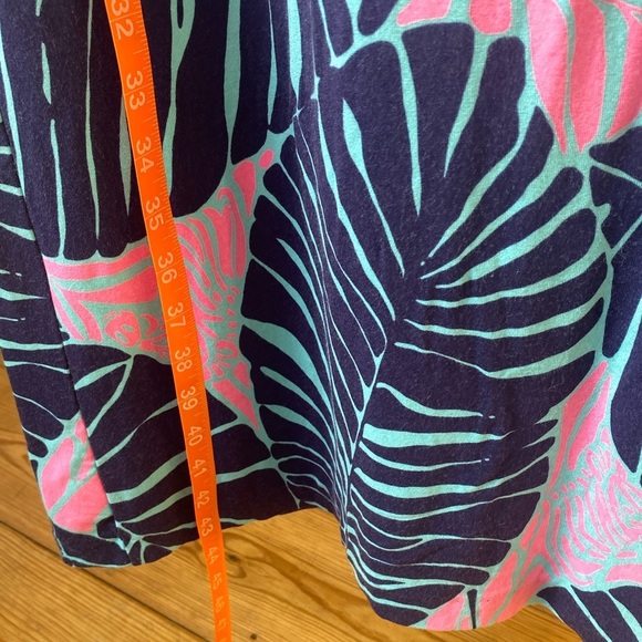 Lilly Pulitzer Maxi Skirt Size Large Under the Palms Print Navy Blue Pink - Picture 10 of 15